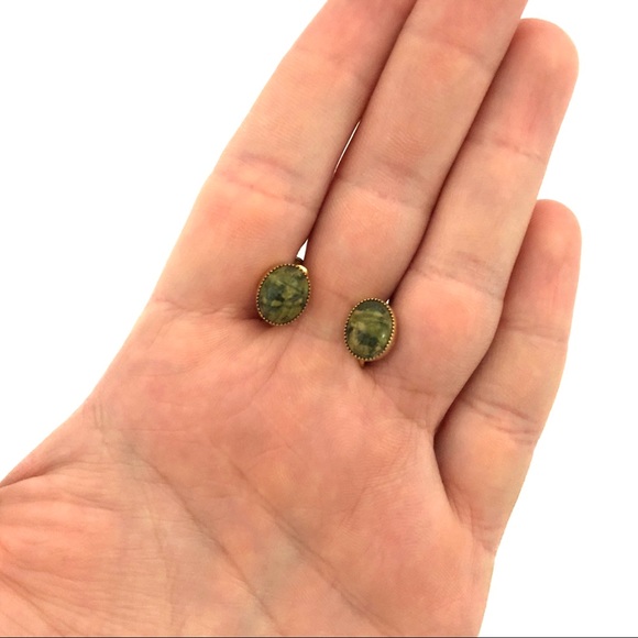 Burt Cassell Nephrite Jade Scarab 12K GF Earrings - Picture 4 of 5